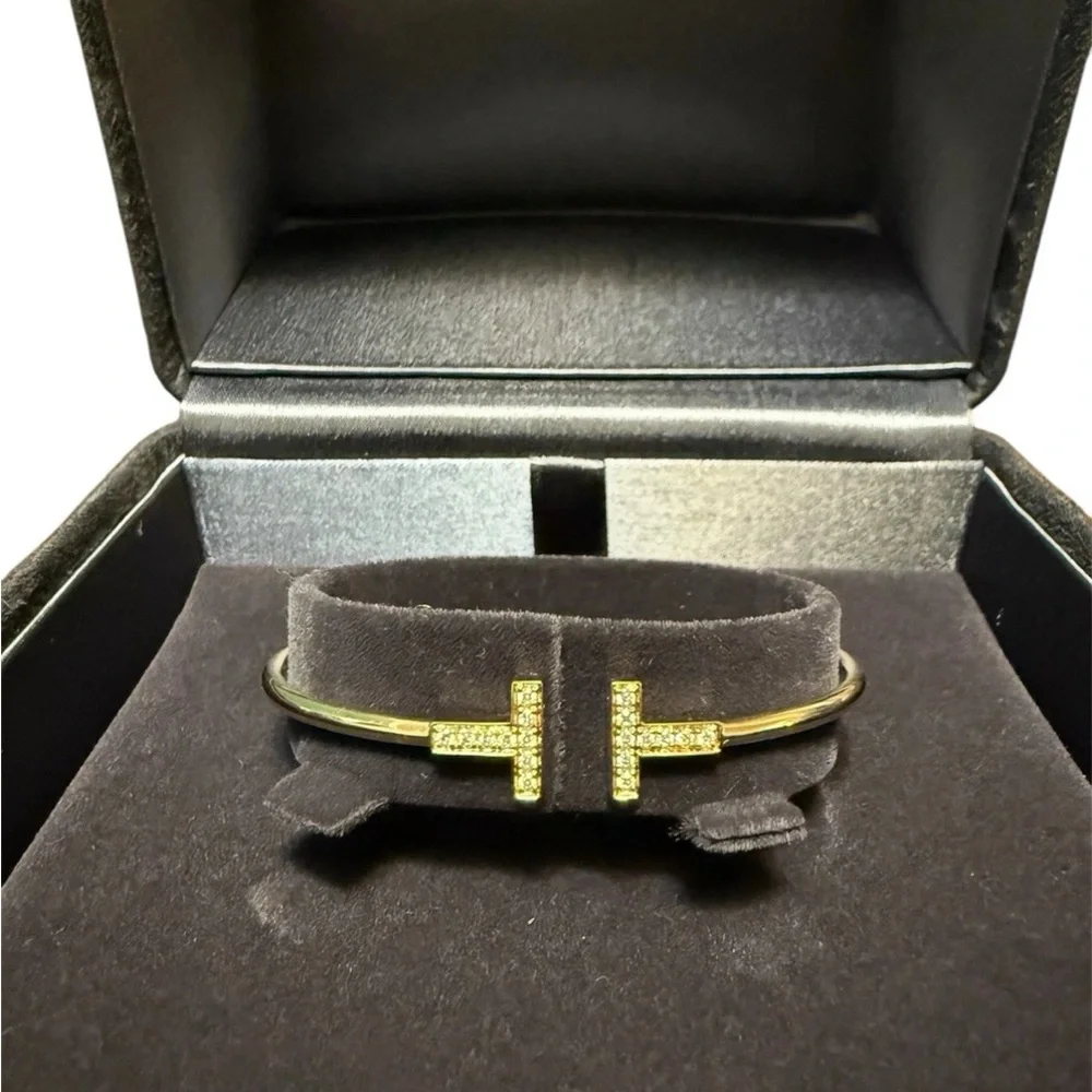 Tiffany & Co. T Wire Pave Diamond Bracelet 6.5